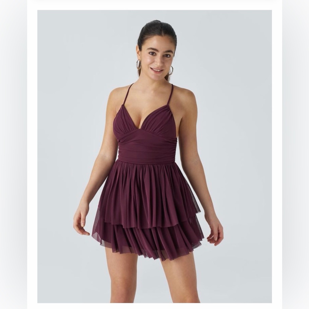 HALARA Deep Purple Layered Mini Dress